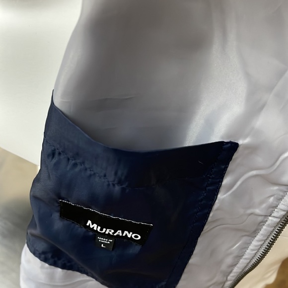 Murano Gray Front Zip Quilted Front Flannel Back Vest w/Navy Trim on Collar - Picture 13 of 13